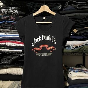 Jack Daniel's Black V-Neck Short Sleeve Tee